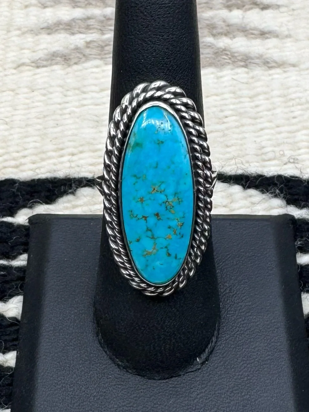 Kee Joe Benally Navajo Native American Sterling Silver Turquoise Ring 7.25